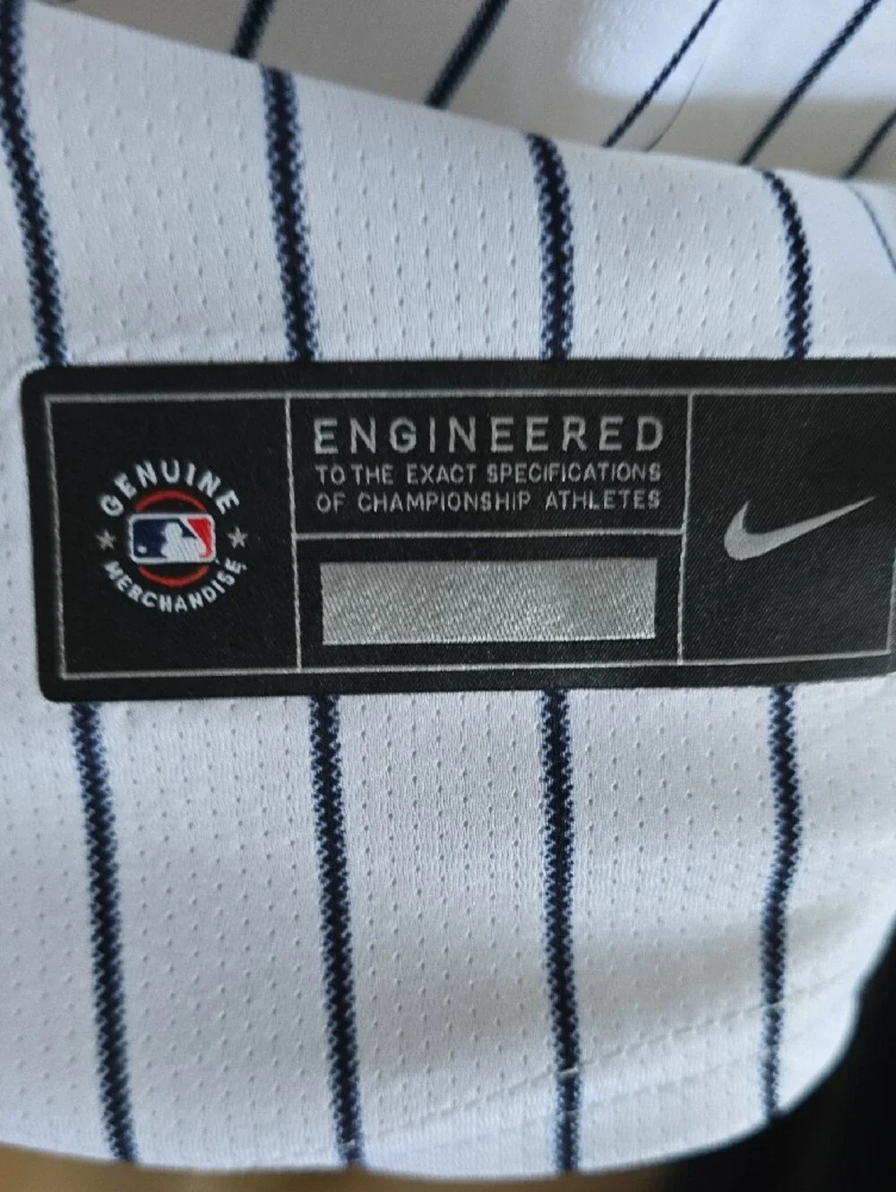 Nike White Pinstripe Derek Jeter #2 Baseball Jersey